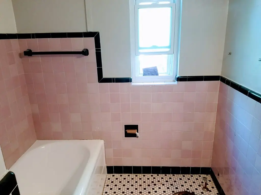 Bathroom tile resurfacing before and after