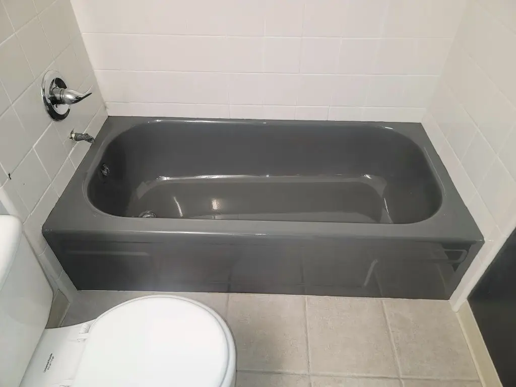 Bright white refinished fiberglass tub